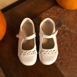 White Patent Shoes with flowers